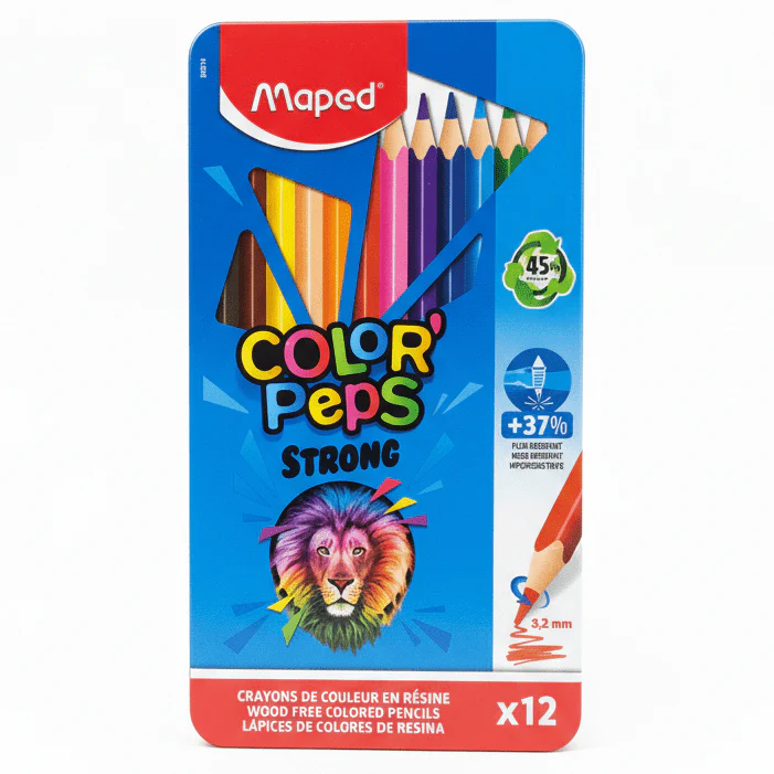 Maped Color'Peps Strong Wood-Free Colored Pencils – 12 Pack