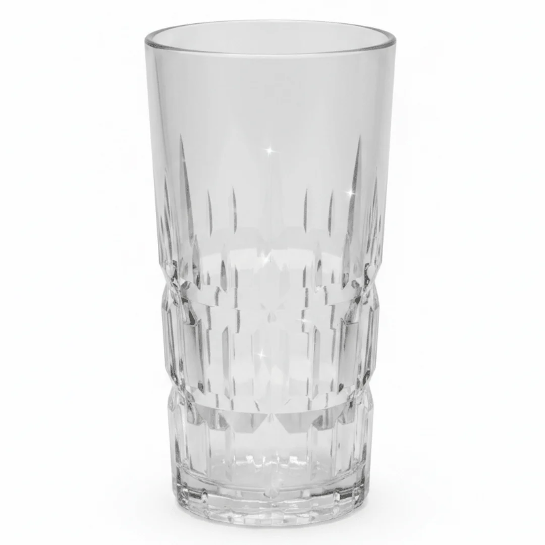 Diamond Cut Clear Acrylic Tumbler Glass - Premium Crystal Style Design Durable Drinkware for Everyday Use 350ml