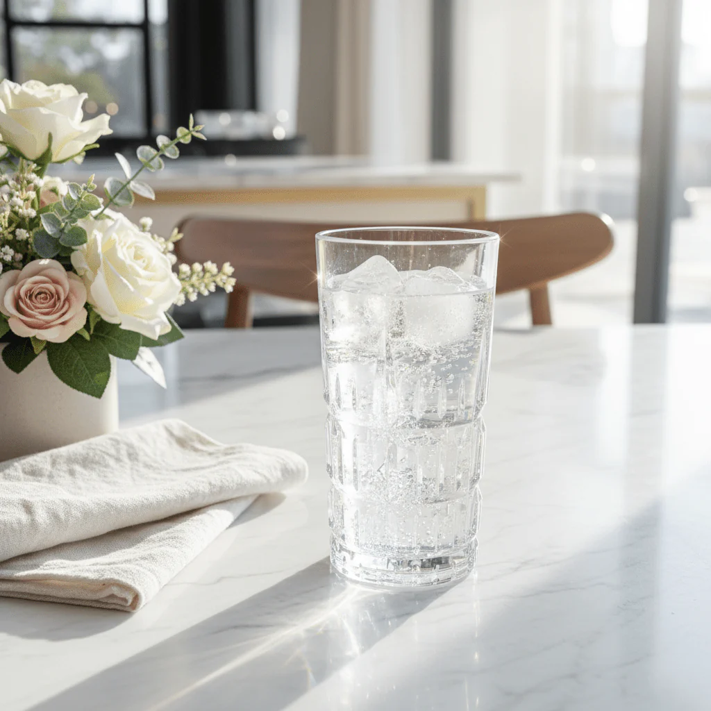 Diamond Cut Clear Acrylic Tumbler Glass - Premium Crystal Style Design Durable Drinkware for Everyday Use 350ml - Image 2