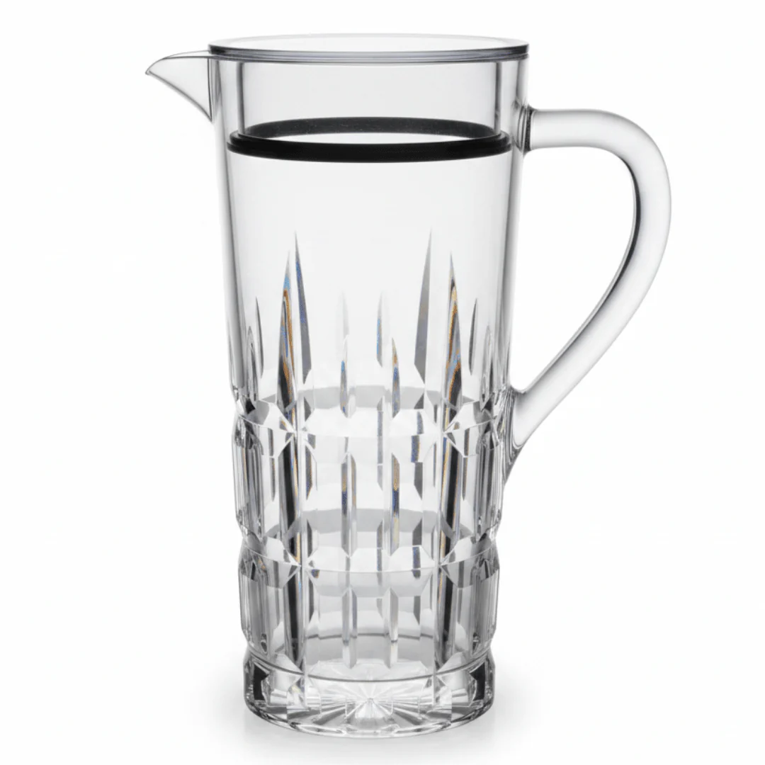 Diamond Cut Luxury Clear Acrylic Beverage Jug with Elegant Crystal Style Finish – 1.8 Litre