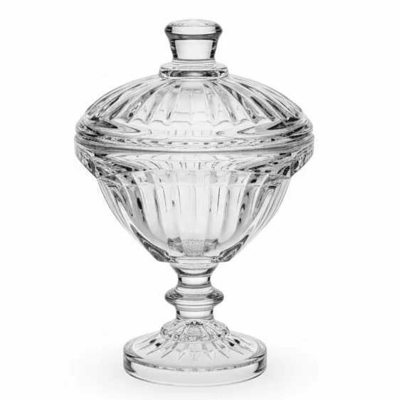 Diamond Footed Glass Candy Bowl – Elegant Raised Glass Bowl for Candy, Desserts & Table Display 18×18 cm