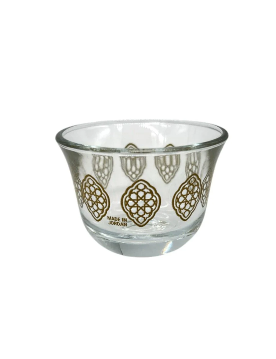 DIMLAJ Glass Cawa Cup 6pcs 90ml, Printed Golden Design - Image 2