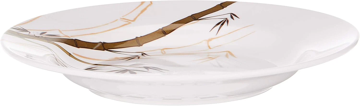 Dinewell Melamine Green Bamboo Round Soup Plate-23CM-White - Image 2