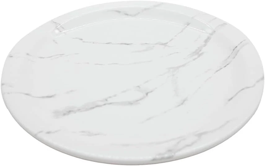 Dinewell Melamine Round Dinner Plate-27CM-White&Grey - Image 2