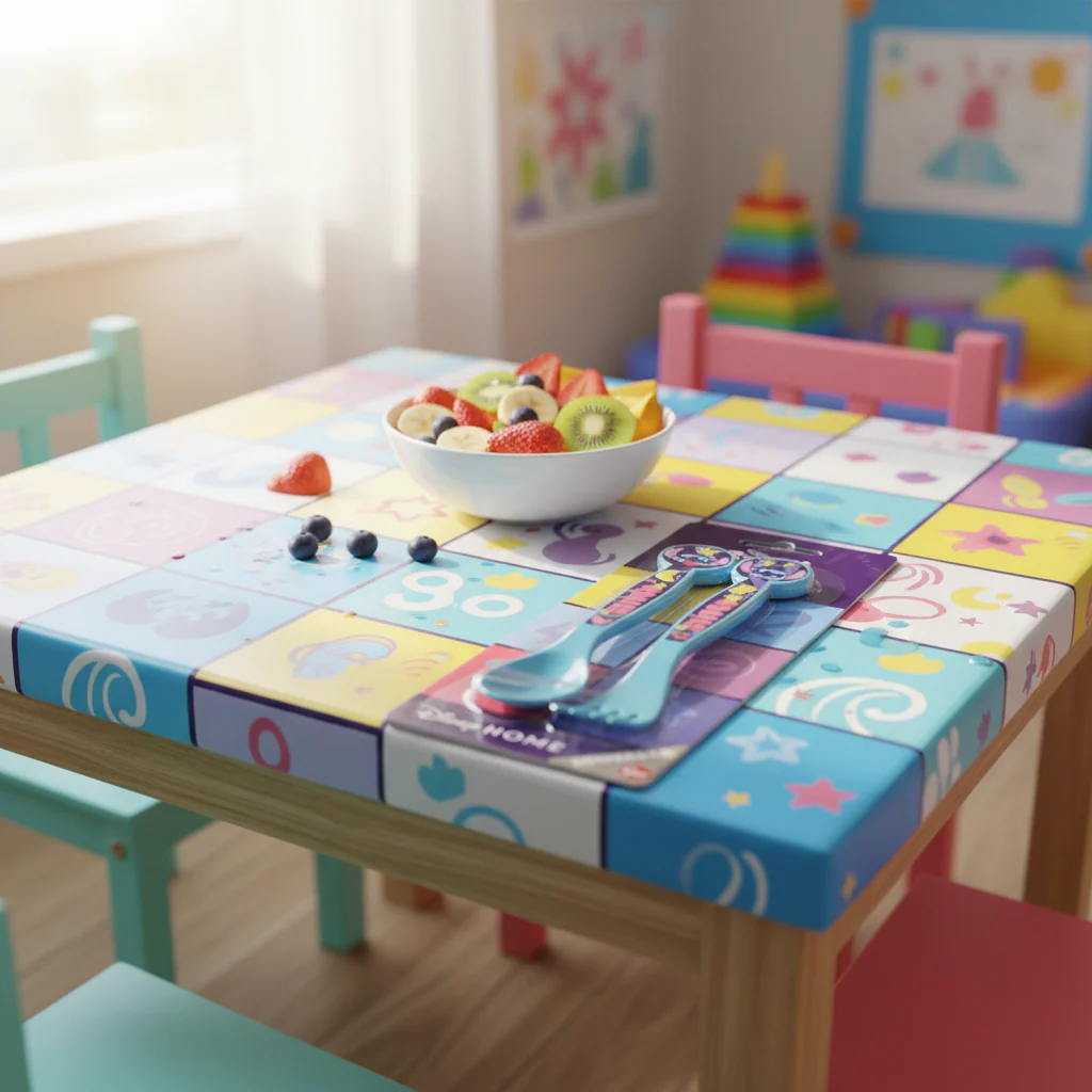 Disney Stitch Kids Plastic Cutlery Set (2 pcs) – Fun Blue Cartoon Design for Kids 15 cm - Image 2