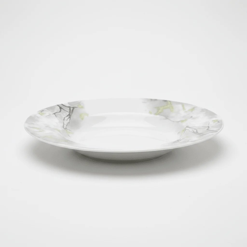 Diva Pearl White Opalware Deep Soup Plate with Grey Design – 25 cm - Image 4