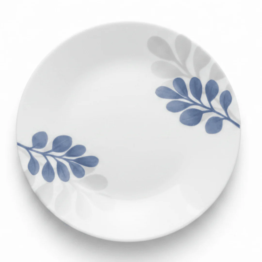 Diva Pearl White Opalware Dessert Plate with Decorative Leaf Design – 19 cm