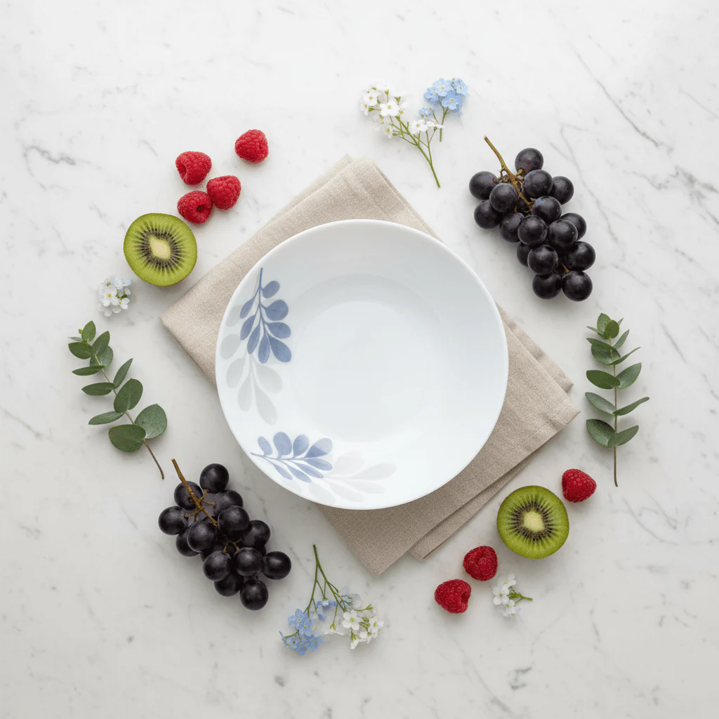 Diva Pearl White Opalware Serving Bowl with Elegant Leaf Design – 7 Inch - Image 2