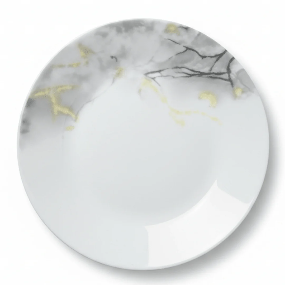 Diva Twilight Clouds White Opalware Dessert Plate with Grey Pattern Design – 19 cm