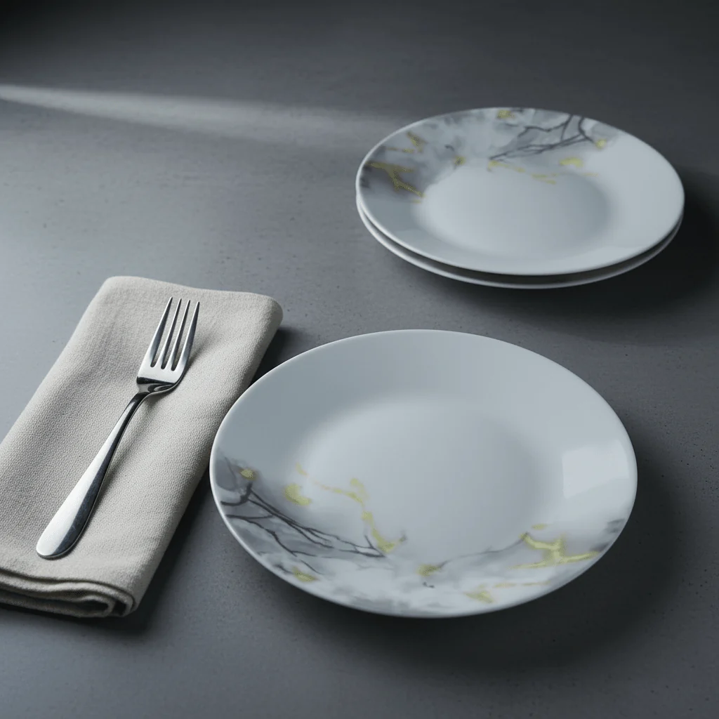 Diva Twilight Clouds White Opalware Dessert Plate with Grey Pattern Design – 19 cm - Image 2