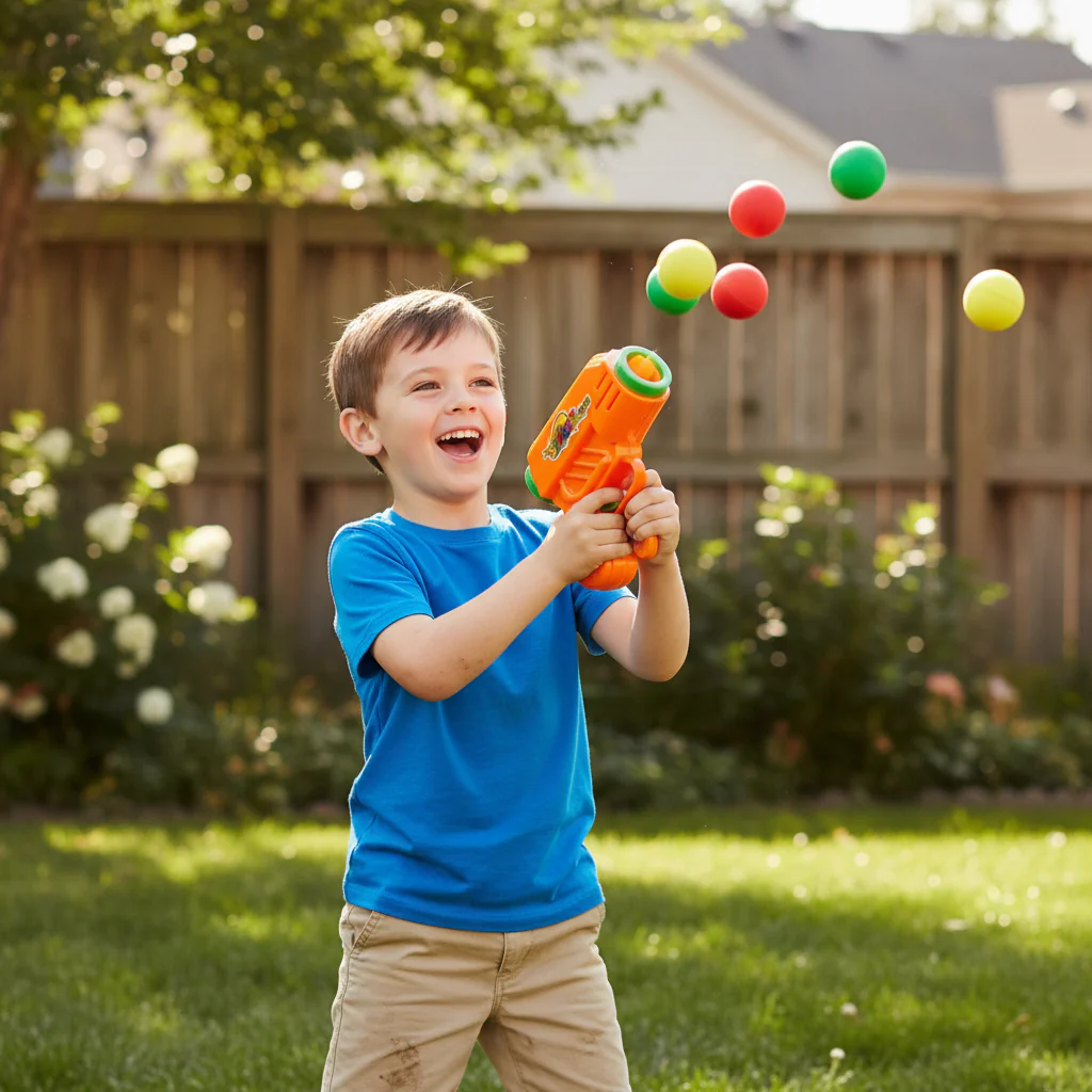 AKDC Shoot Ball Launcher Gun Toy for Kids – 4 Ball Set, Ages 3+ - Image 3
