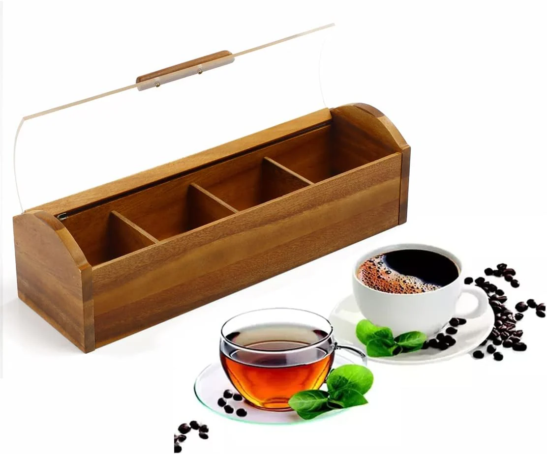 Billi Wooden Tea Box with Acrylic Cover 10*10.5*31 Cm - Image 4