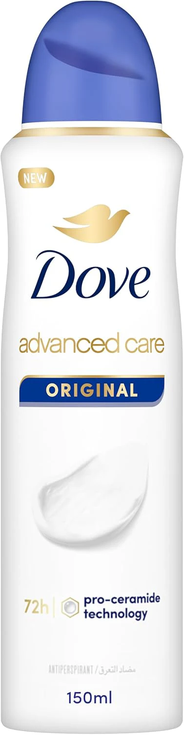 Dove Advanced Care, Antiperspirant Deodorant Spray, Original, 72H Sweat & Odor Protection & Moisturizes with Pro-Ceramide Technology-150ML