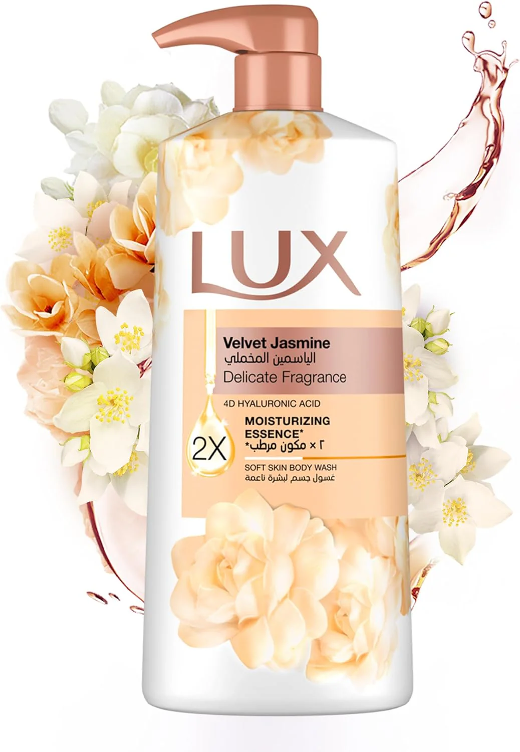LUX Delicate Fragrance Body Wash, Velvet Jasmine, 2x Moisturizing Essence, with 4D Hyaluronic Acid, 700ml