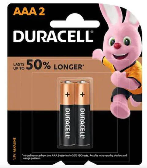 DURACELL AAA Alkaline Batteries 1.5V, Pack of 2