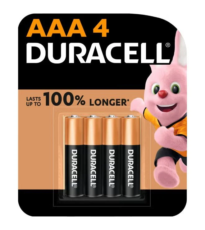 DURACELL AAA Alkaline Batteries 1.5V, Pack of 4Â 