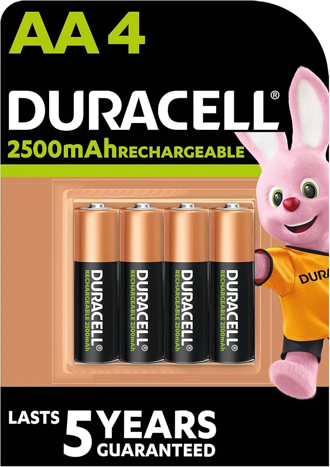 DURACELL Rechargeable AA Batteries 2500 mAh, Pack of 4Â 