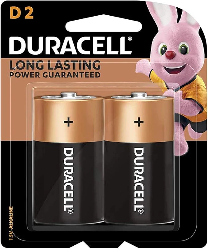 DURACELL Type D Long Lasting Power Guaranteed Battery 1.5V, Pack of 2