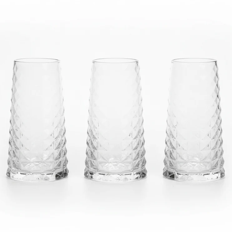Durly Jumbo Size Clear Glass Tumbler Set – Large Capacity Drinking Glasses, 3 Pieces, 520 ml