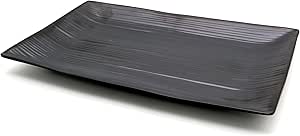 Dynasty Black Melamine Serving Tray Rectangle, BPA-free, Sleek Black Finish, Ideal to Serve Food, Fruits, Snacks, Dishes, Meals Kitchen Tableware Dining Home Decor. (22x34cm)