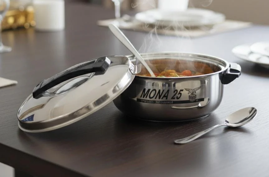 EAGLE Premium Stainless Steel Casserole – 2500ml Durable Hot Pot With Double Wall Insulation, Steel Color Food Storage & Serving Dish - Image 2