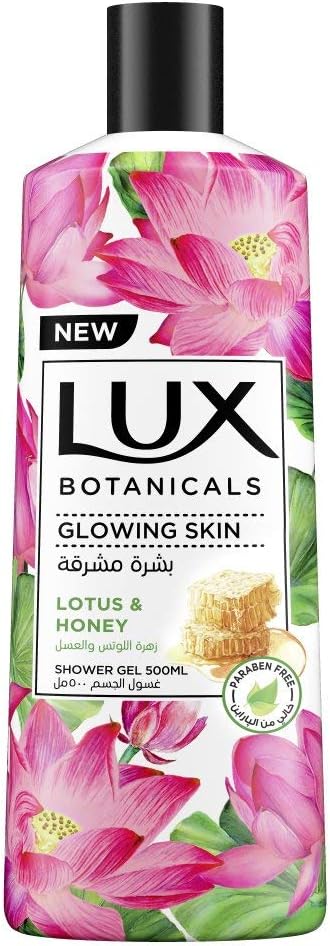 LUX Botanicals Perfumed Body Wash, Moisturising for All Skin Types with Lotus and Honey, Hygiene Properties to Effectively Wash away Germs, 500ml