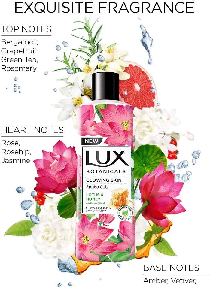 LUX Botanicals Perfumed Body Wash, Moisturising for All Skin Types with Lotus and Honey, Hygiene Properties to Effectively Wash away Germs, 500ml - Image 3