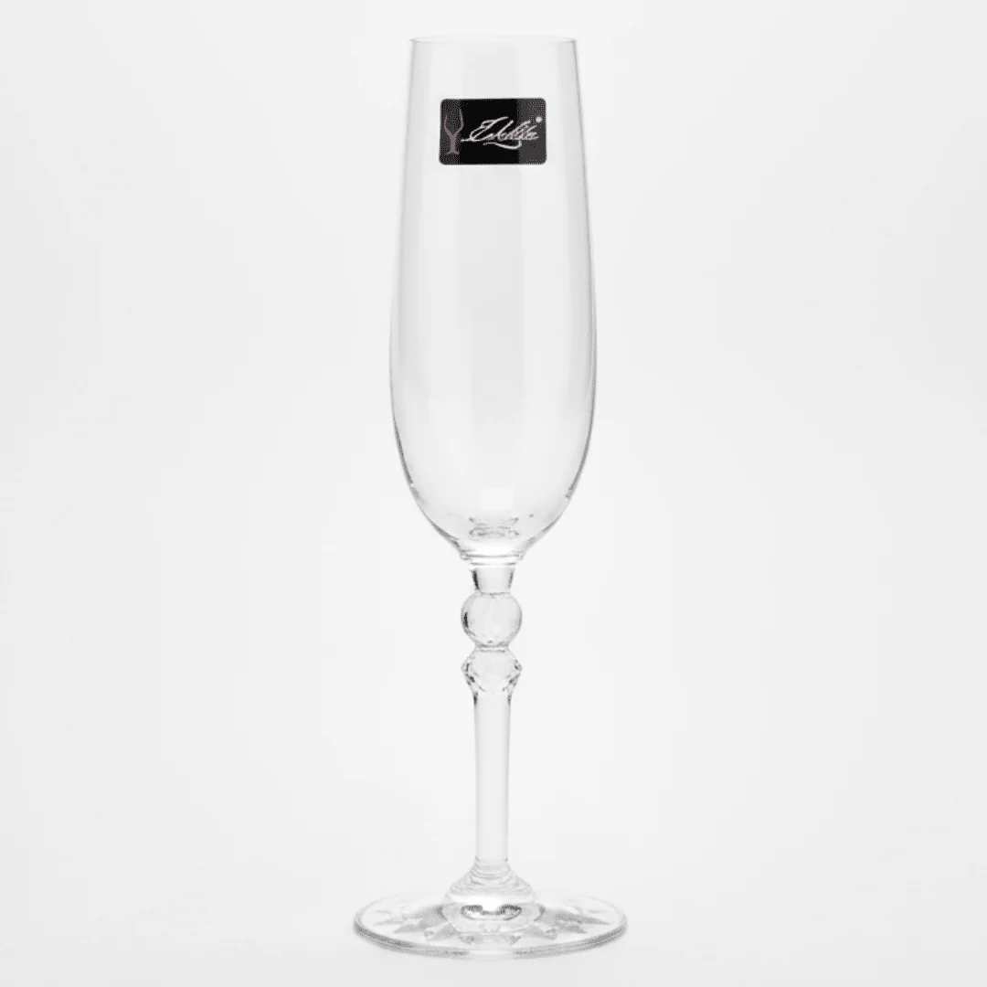 Edelita Celebration Champagne Flute Glass with Slim Design for Sparkling Drinks and Special Occasions – 250 ml
