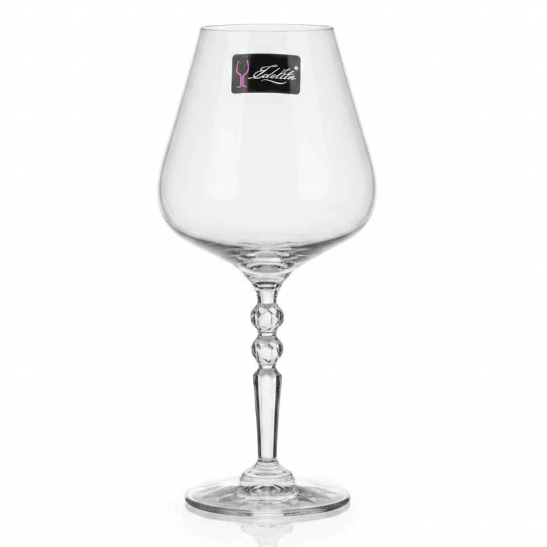 Edelita Premium Curved Wine Glass with Elegant Silhouette for Stylish Table Settings – 550 ml