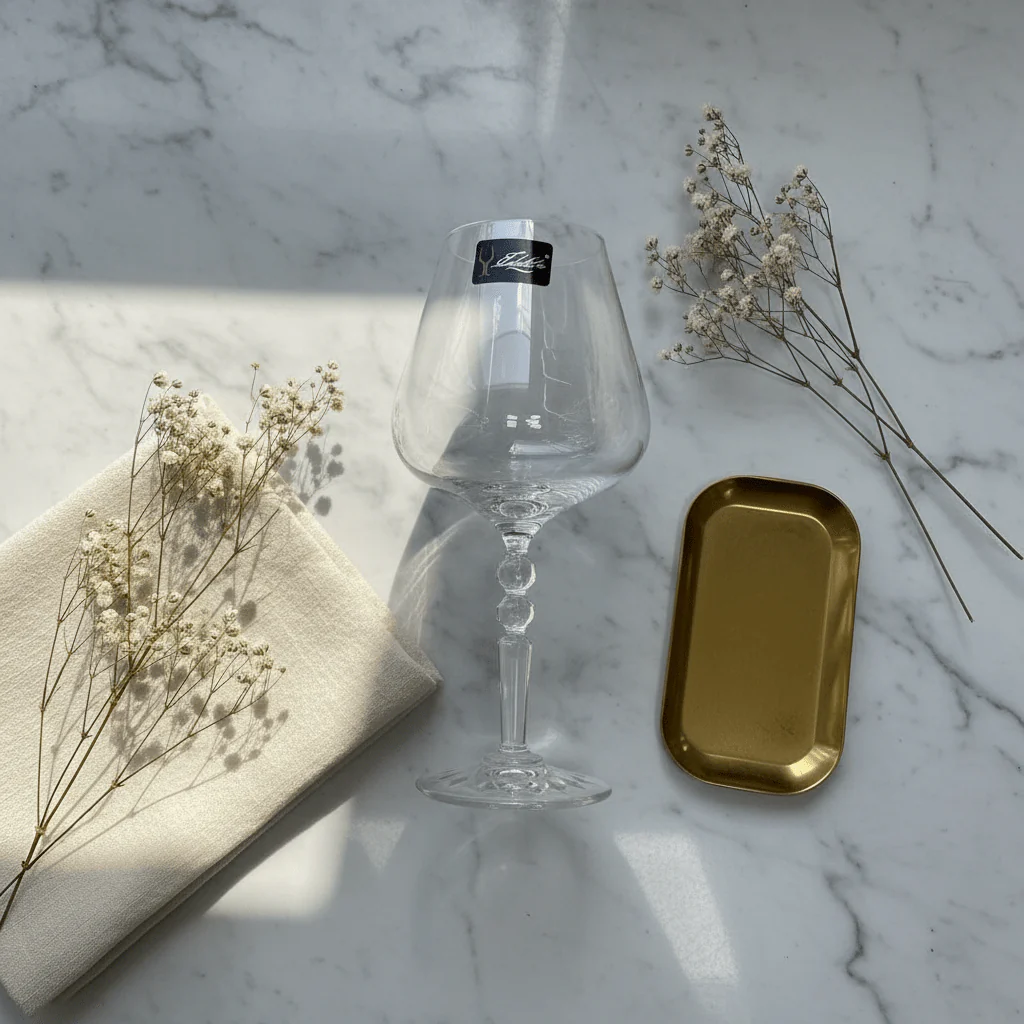 Edelita Premium Curved Wine Glass with Elegant Silhouette for Stylish Table Settings – 550 ml - Image 2
