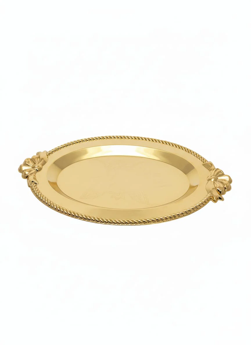 Edelolanz Gold Oval Steel Tray 27×18 cm – Stylish Luxury Tray, Smooth Finish with Glossy Shine, Ideal for Serving or Home Décor Use - Image 2