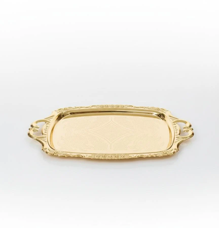 Edelolanz Gold Rectangular Steel Tray 43×27 cm – Premium Decorative Tray, Sturdy Build, Adds a Touch of Elegance to Any Setting - Image 2