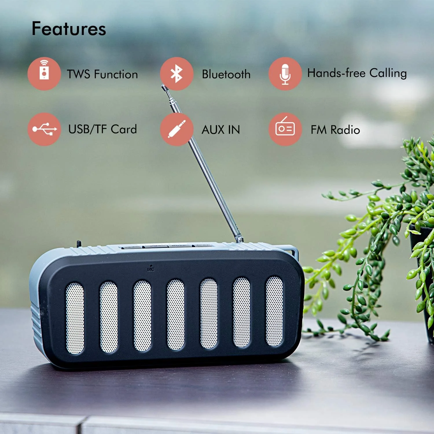 Geepas GMS11184 Bluetooth Rechargeable Speaker - Portable Wireless Speakers Long Hours Playtime 1200mAh Battery with Powerful Bass TF Card AUX USB Playback - Loud Speaker for Home Party Outdoor - Image 2