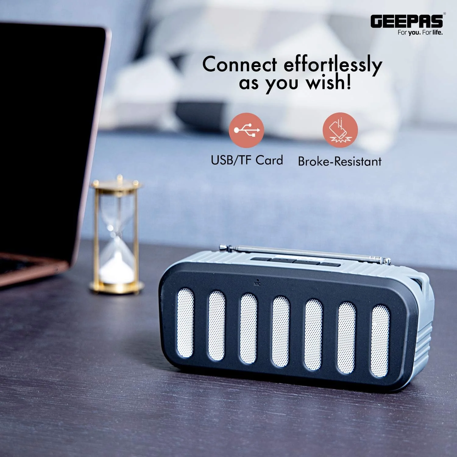 Geepas GMS11184 Bluetooth Rechargeable Speaker - Portable Wireless Speakers Long Hours Playtime 1200mAh Battery with Powerful Bass TF Card AUX USB Playback - Loud Speaker for Home Party Outdoor - Image 4