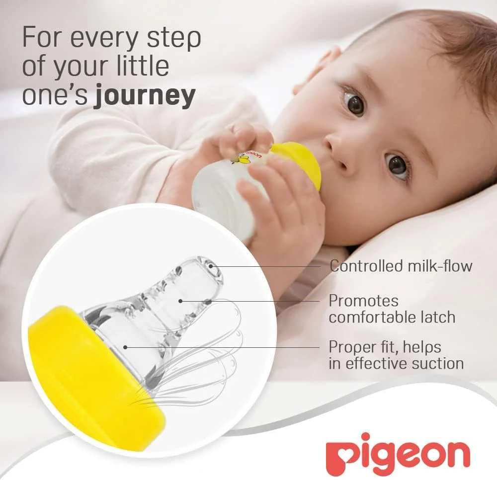 Pigeon Slim Neck Animal Decorated Plastic Feeding Bottle, Ultra Soft Silicone Nipple, Anti Colic, Bpa & Bps Free, 50Ml, Item is Assorted Color - Image 5