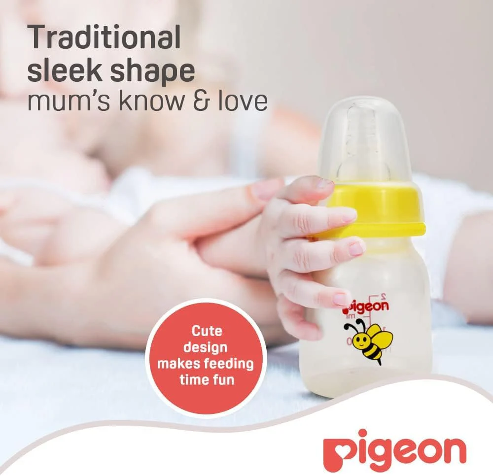 Pigeon Slim Neck Animal Decorated Plastic Feeding Bottle, Ultra Soft Silicone Nipple, Anti Colic, Bpa & Bps Free, 50Ml, Item is Assorted Color - Image 6