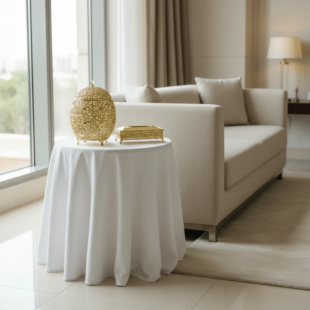 Elegant Acrylic Dustbin with Gold Metal Base and Coordinated Tissue Box Set – Luxury Home Accessory – 36 × 21 cm & 26 × 13 cm - Image 4