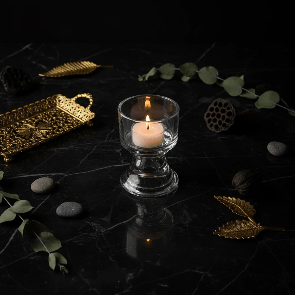 Elegant Glass Footed Candle Holder Stand for Stylish Modern Interior Decoration – 11cm - Image 3