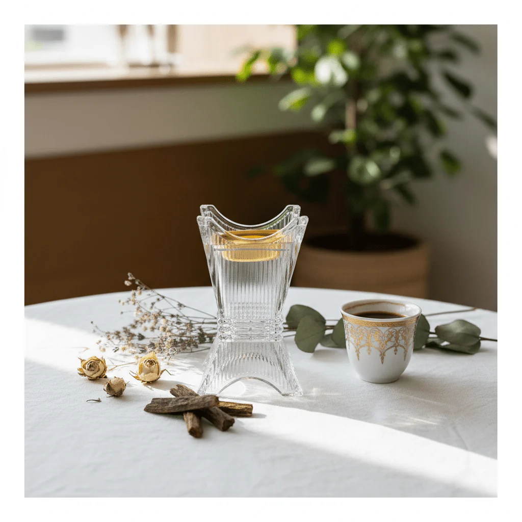 Elegant Crystal Glass Incense Burner with Gold Insert — 14×8 cm - Image 2