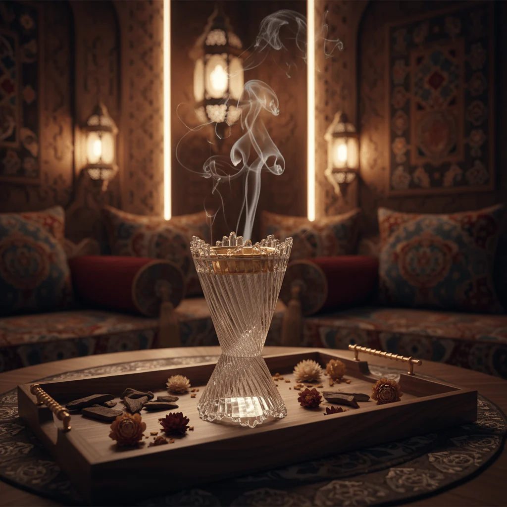 Elegant Crystal Glass Incense Burner with Gold Rim — 17cm - Image 2