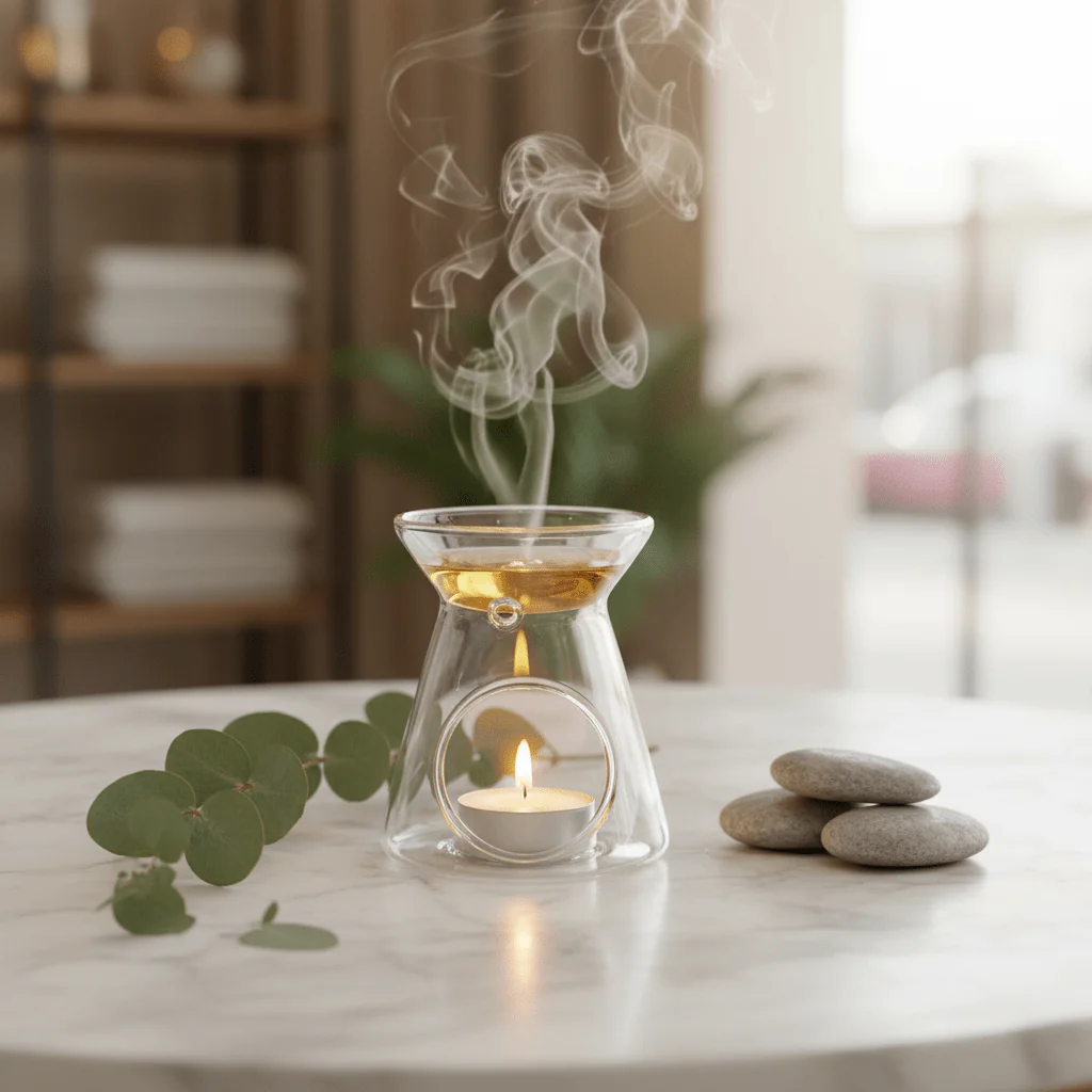 Elegant Glass Oil Burner for Aromatherapy and Modern Home Decoration – 10cm - Image 3