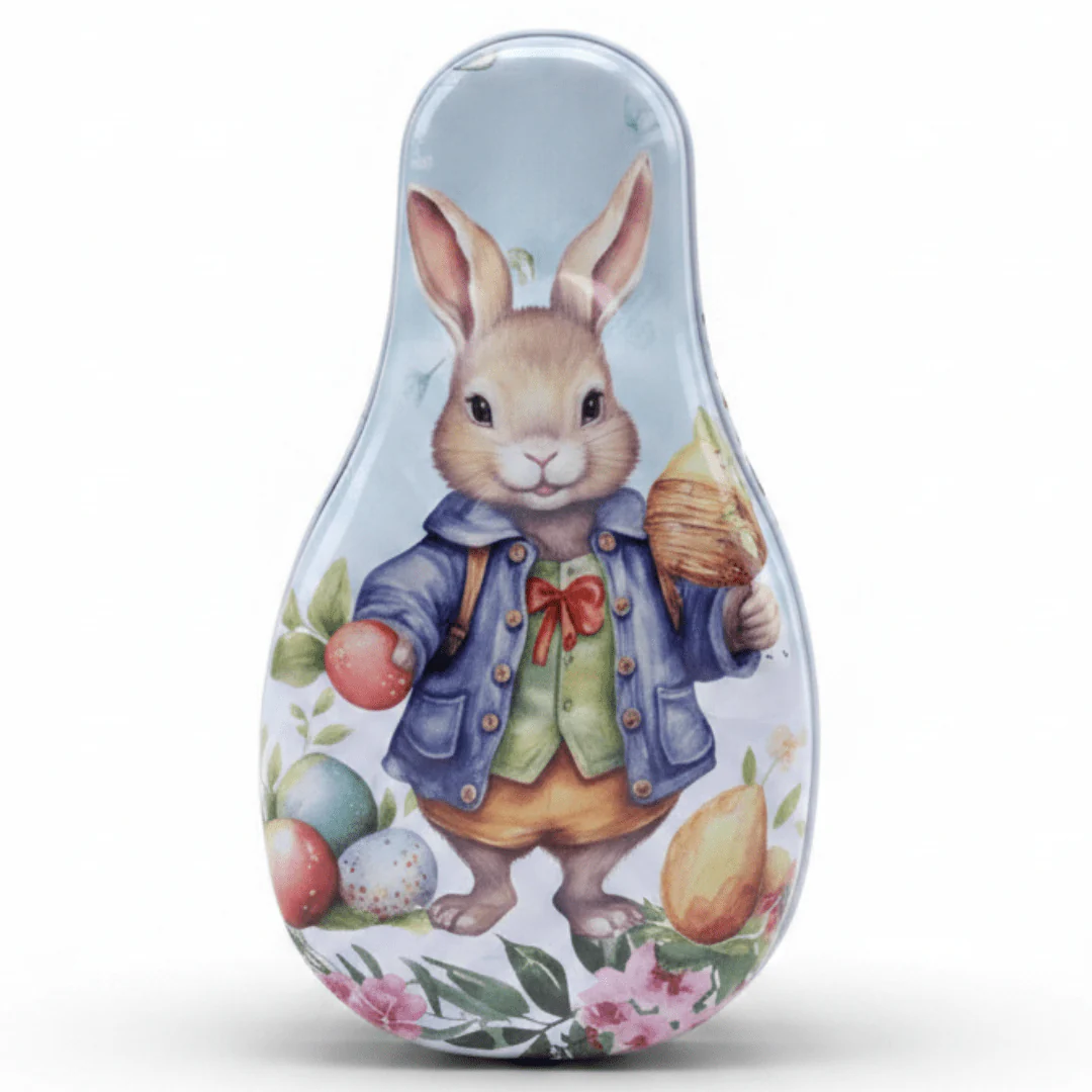 Elegant Metal Candy Box with Rabbit Design | Decorative Gift Tin | 12cm