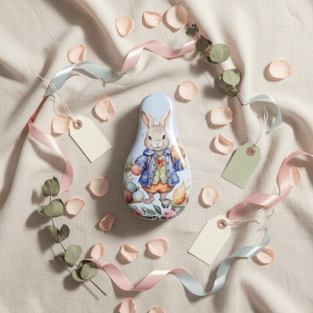 Elegant Metal Candy Box with Rabbit Design | Decorative Gift Tin | 12cm - Image 3
