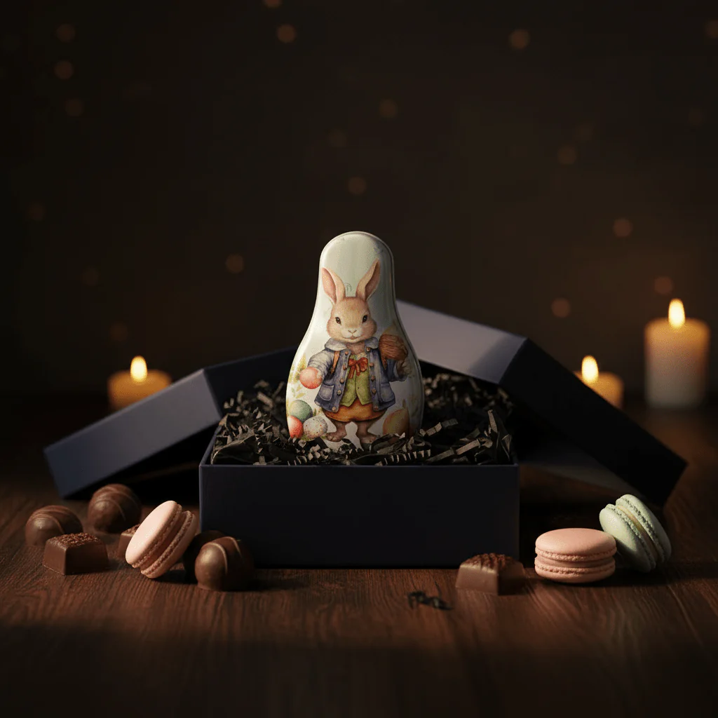 Elegant Metal Candy Box with Rabbit Design | Decorative Gift Tin | 12cm - Image 4