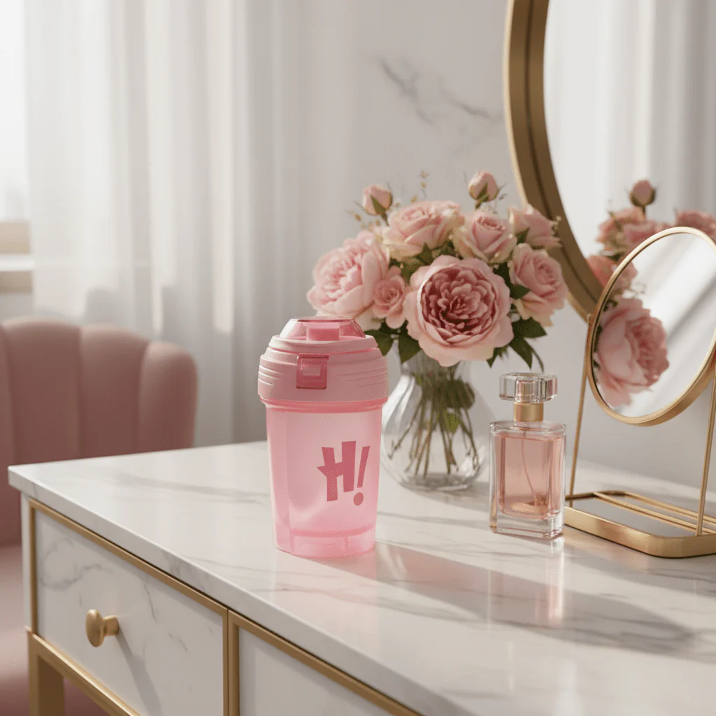 Elegant Pink Plastic Water Bottle with Decorative Hi Print Finish – 350 ml - Image 2