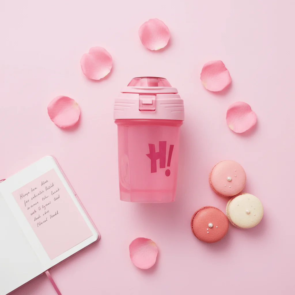 Elegant Pink Plastic Water Bottle with Decorative Hi Print Finish – 350 ml - Image 4