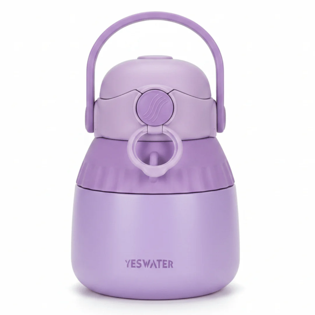 Elegant Purple Stainless Steel Vacuum Bottle with Strong Portable Handle 1000ml