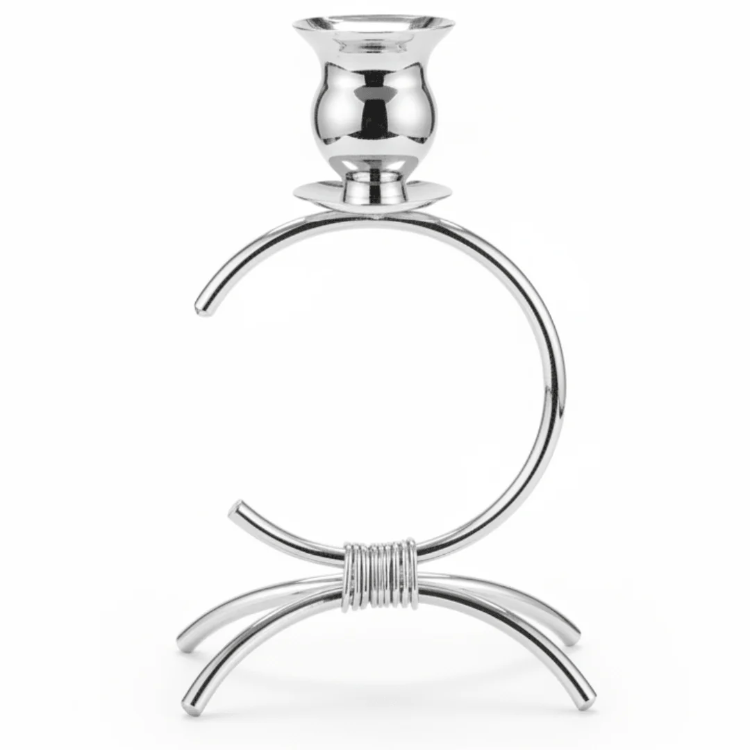 Elegant Silver Metal Decorative Candle Holder for Luxury Home and Event Decoration – 17cm