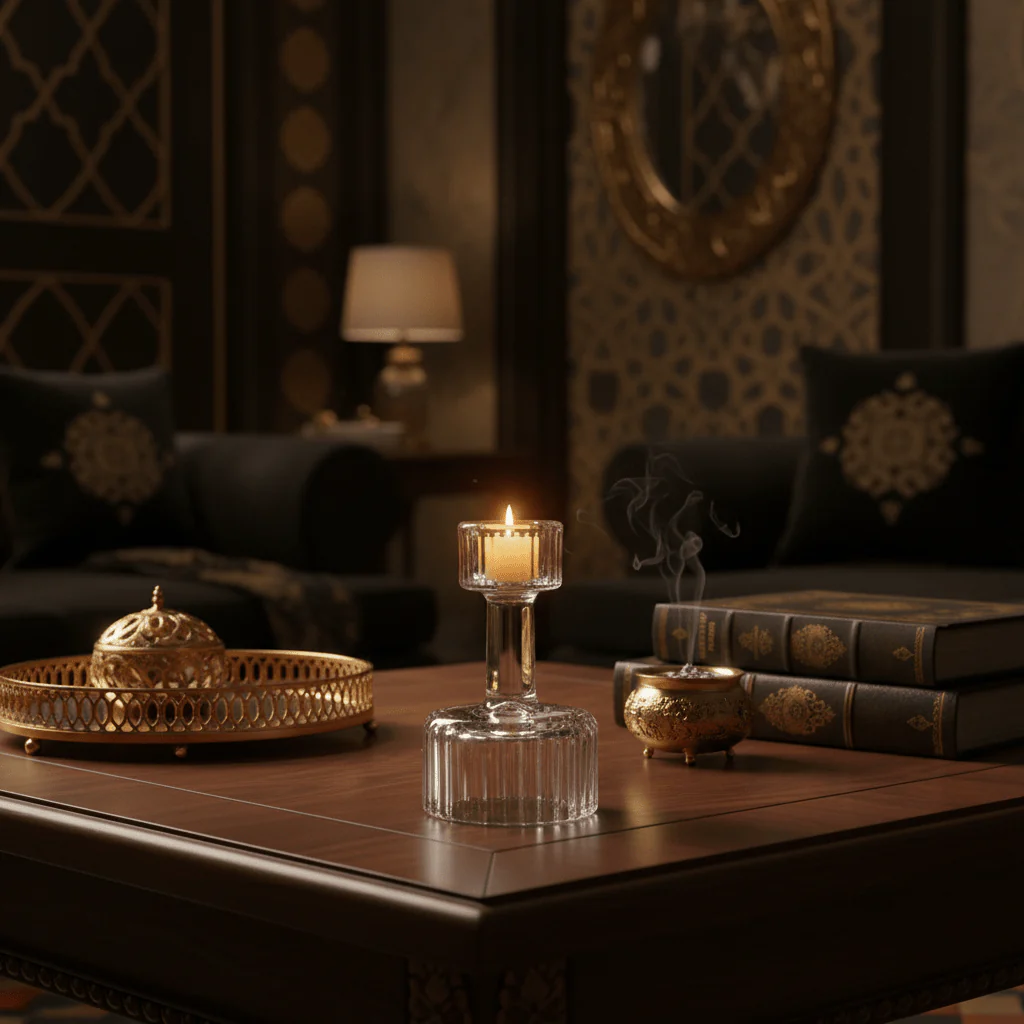 Elegant Striped Design Glass Footed Candle Holder for Modern Decorative Display – 10cm - Image 3