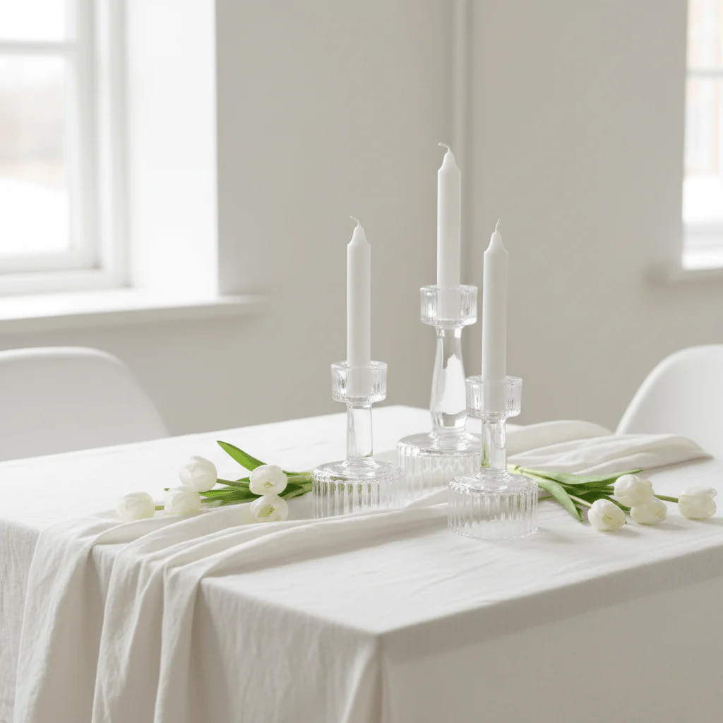 Elegant Striped Design Glass Footed Candle Holder for Modern Decorative Display – 10cm - Image 4